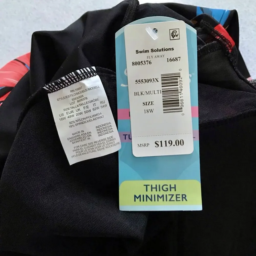Swim Solutions NWT Tummy Control Flyaway Swimdress Women 18W - Picture 10 of 11